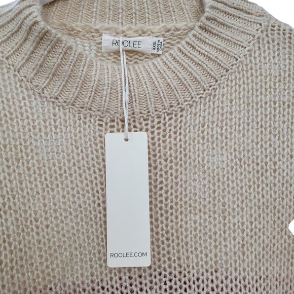 Roolee Knit Long Sleeve Mock Neck Striped Cream/Red Sweater Women Sz XXXL - Picture 5 of 8